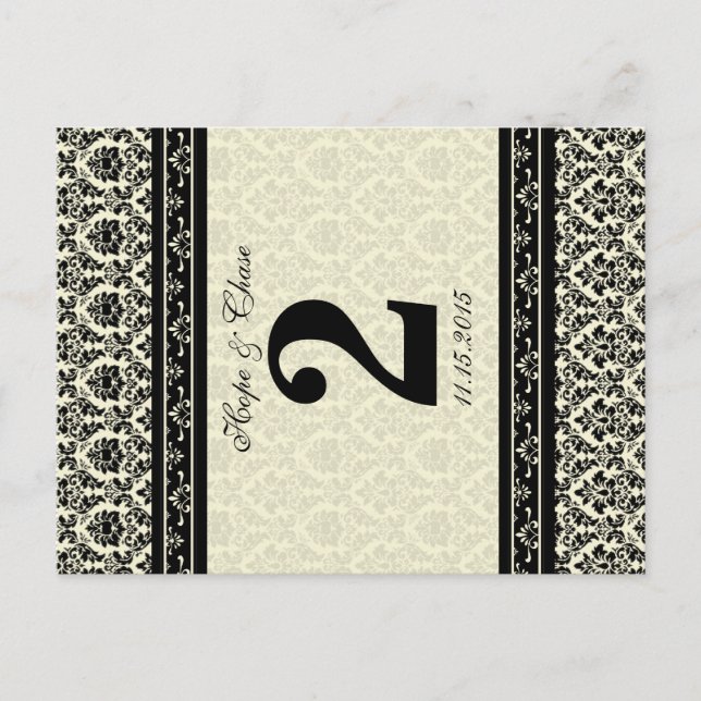 Vintage Black Damask Gräns Vykort (Framsida)