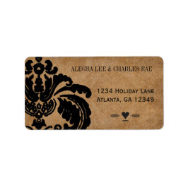 Vintage Black Damask Wedding Adressetikett