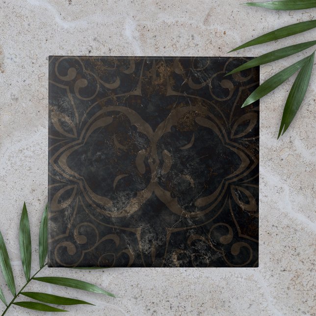 Vintage Black Distress Whitewzed Marble-look Kakelplatta (Skapare uppladdad)