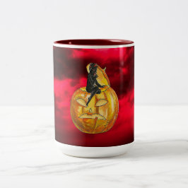 Vintage Black Djävulen på Jacken av Lantern & Red Två-Tonad Mugg