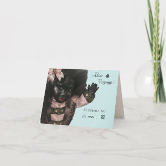 Vintage Black Doll Bon Voyage Card Tack Kort