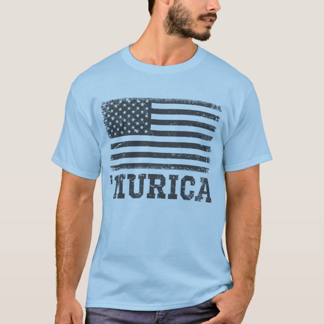 Vintage Black Flagga "Murica T-Shirt (Framsida)