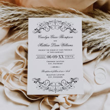 Vintage Black Flourish White Bröllop