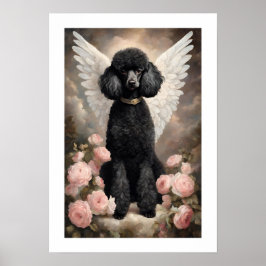 Vintage Black Fransk Pudel Hund Art Poster