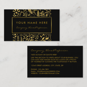 Vintage Black & Gold Foil Löv Effect Visitkort
