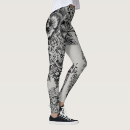 Vintage Black/Grått Flowers Bröllop Leggings
