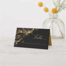 Vintage Black Guld Blommigt Damask Wedding