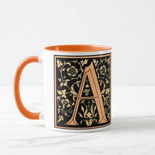 Vintage Black & Guld Brev 'A' - Mugg (Vänster)