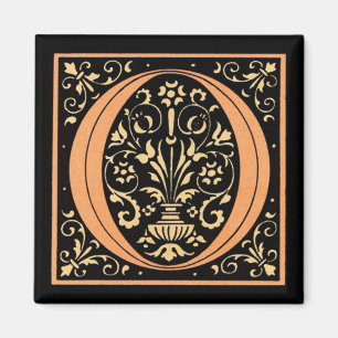 Vintage Black & Guld Brev 'O' Magnet