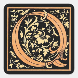 Vintage Black & Guld Brev "Q" - Sticker Fyrkantigt Klistermärke