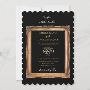 Vintage Black & Guld Bröllop Inbjudningar