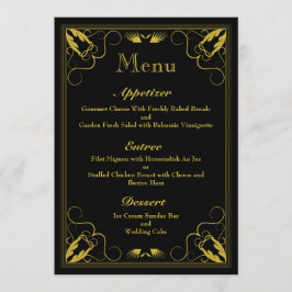 Vintage Black Guld Gilded Age Bröllop Menu Meny