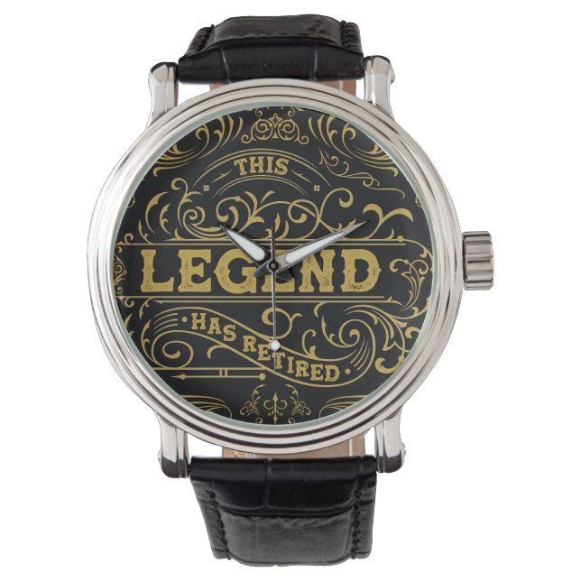 Vintage Black Guld Legend Pension Armbandsur (Framsida)