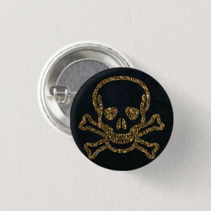 Vintage Black Guld Pirat Skull och Boness Knapp