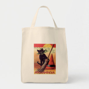 Vintage Black Halloween Cat Tygkasse