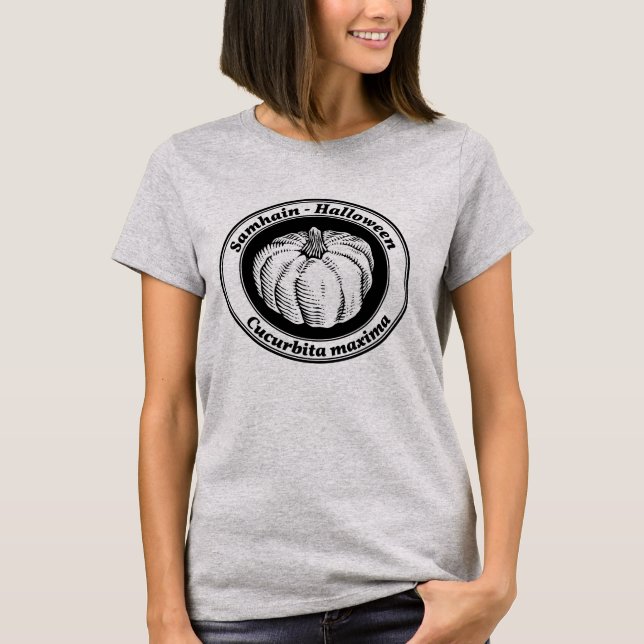 Vintage Black Halloween Pumpkin Bläck Art T Shirt (Framsida)