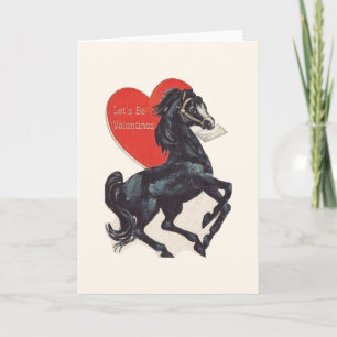 Vintage Black Horse Valentine Day Card Helgkort