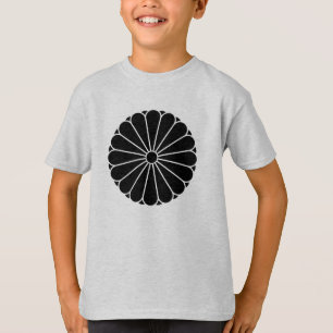 Vintage Black Kiku Chrysanthemum Mon Oriental T Shirt