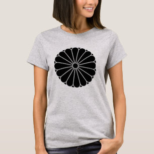 Vintage Black Kiku Chrysanthemum Mon Oriental T Shirt