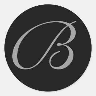 Vintage Black Monogrammed Bröllop Kuvert Sälar Runt Klistermärke
