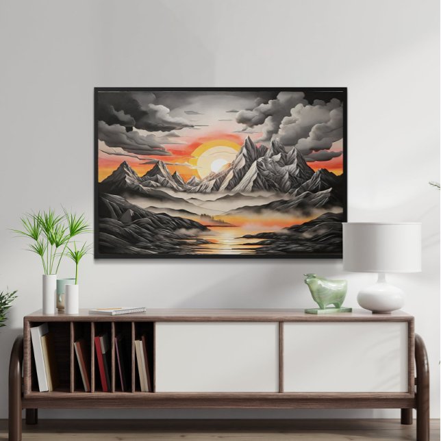 Vintage Black och Grått Mountain Ligstic Poster (Skapare uppladdad)