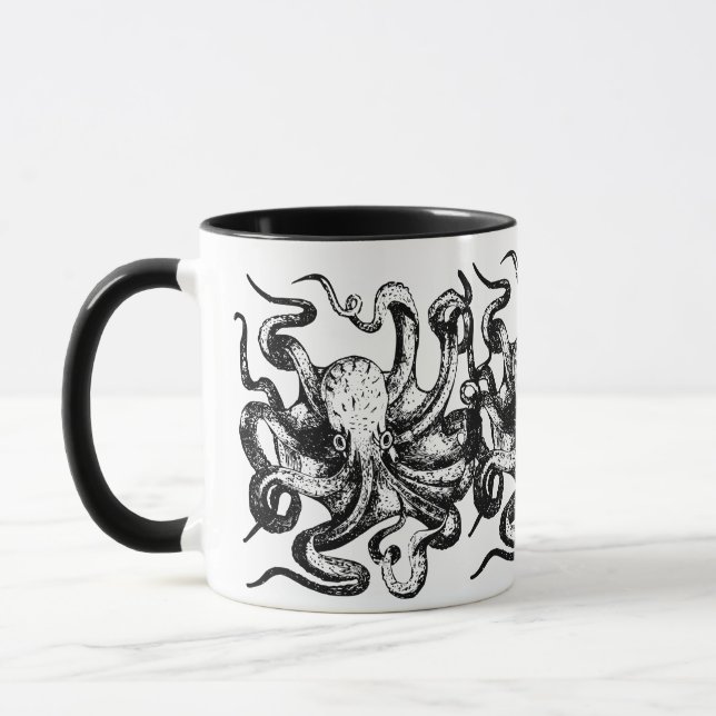Vintage Black Octopus Mugg (Vänster)