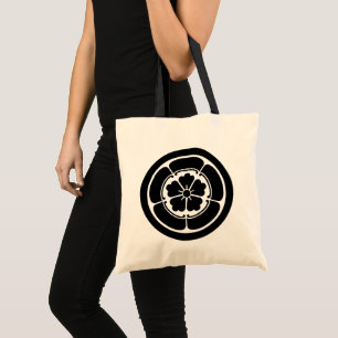 Vintage Black Oda Japan Mon Graphic Tygkasse