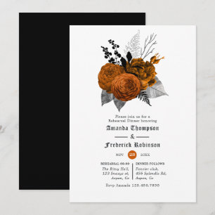 Vintage Black & Orange Halloween Rehearsal Dinner Inbjudningar