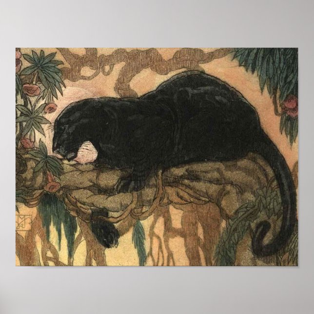 Vintage Black Panther Cat Poster (Framsidan)