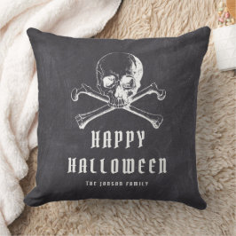 Vintage Black Pirat Skull & Bones Halloween Kudde