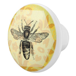 Vintage Black Queen Bee W/Solros Background Knopp