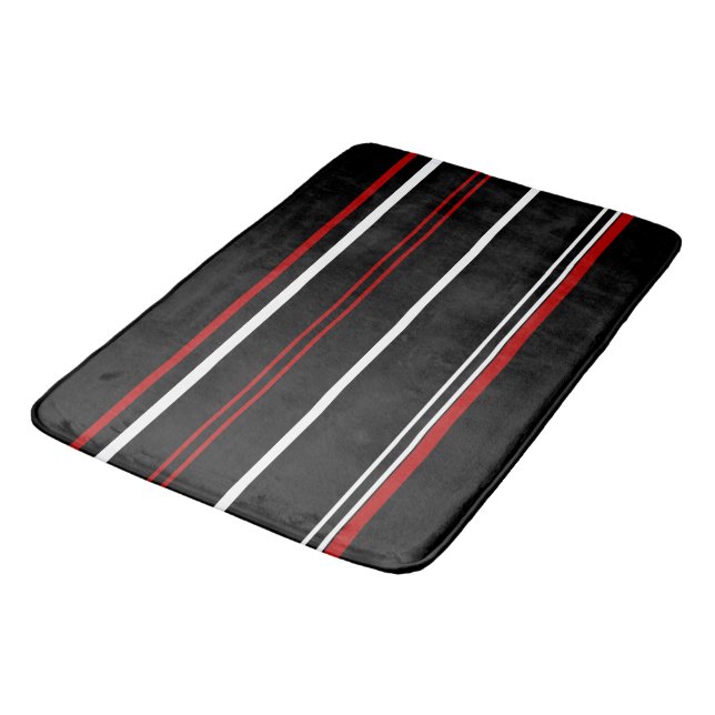 Vintage Black Red and White Rand Badrumsmatta (Vinklad)