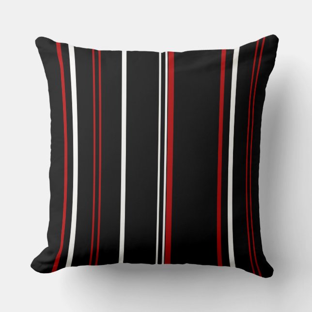 Vintage Black Red and White Rand Kudde (Framsida)