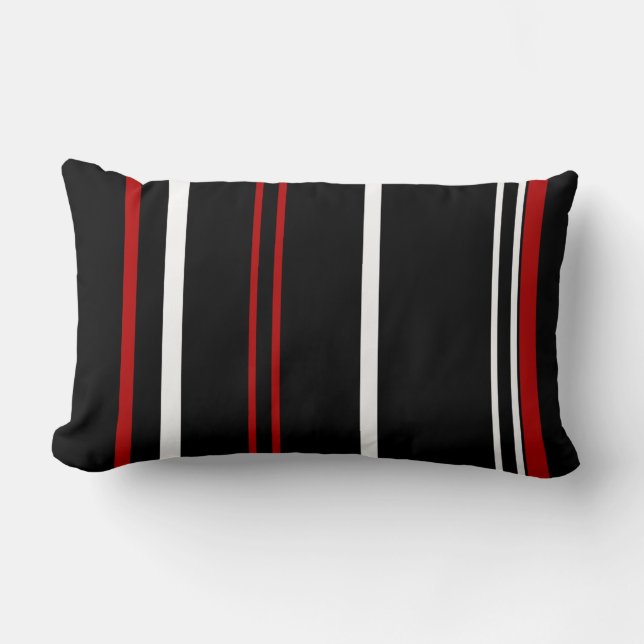 Vintage Black Red and White Rand Lumbarkudde (Framsida)