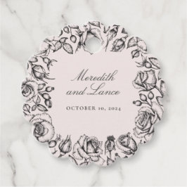 Vintage Black Ro Sketch Wedding Favor Gåvor Etiketter