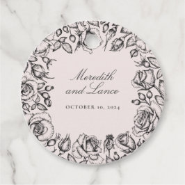 Vintage Black Ro Sketch Wedding Favor Gåvor Etiketter