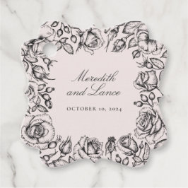 Vintage Black Ro Sketch Wedding Favor Gåvor Etiketter