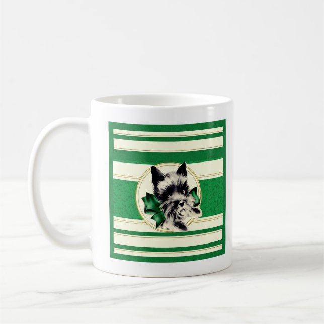 Vintage Black Scottish Terrier på grönt mugg (Vänster)