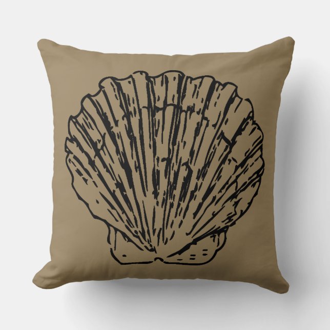 Vintage Black Seashell Art Kudde (Framsida)