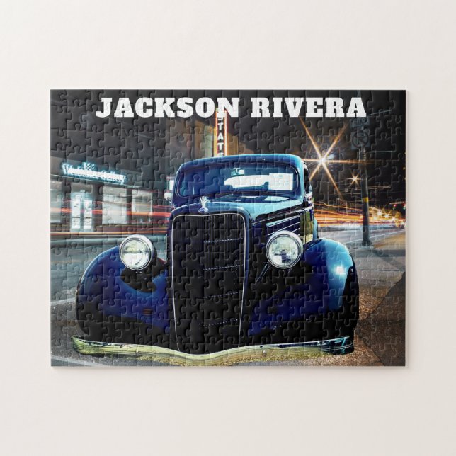 Vintage Black Sedan Jigszle Puzzle Pussel (Horisontell)