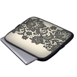 Vintage Black Snöre beige Paris Laptop sleeve