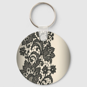 Vintage Black Snöre beige Paris Mode Nyckelring