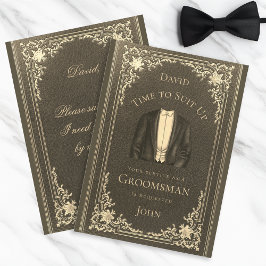 Vintage Black Time to Kostym Up Groomsman Frieri Inbjudningar