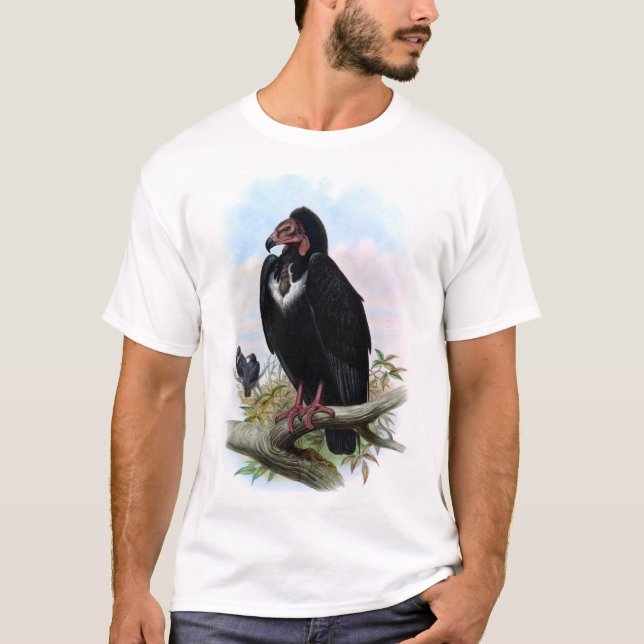 Vintage Black Vculture Bird T Shirt (Framsida)
