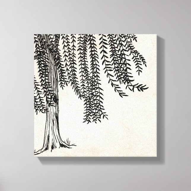 Vintage Black Weeping Willow Träd Canvastryck (Framsida)