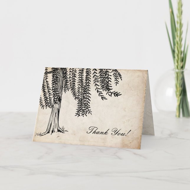 Vintage Black Weeping Willow Träd Tack (Framsida)
