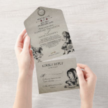 Vintage Black White Alice i Wonderland Bröllop