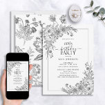 Vintage Black White Blommigt Line Art 60:e födelse Inbjudningar<br><div class="desc">Fira en milstolpe i stil med vår Vintage Black White Blommigt Line Art 60:e födelsedagsinbjudan. Från den handskrivna kalligrafin till vintagens konturhörnarrangemang i svart elegant anger den här inbjudan tonen för din speciella dag. Med det matchande blommönstret på baksidan av varje kort är alla säkra på att detta är en...</div>