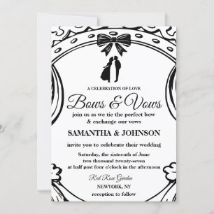 Vintage Black & White Bows Rosett band Bröllop Inbjudningar