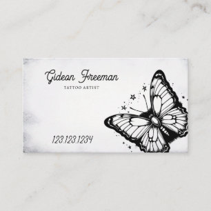 Vintage Black & White Butterfly Tatto Shop Visitkort